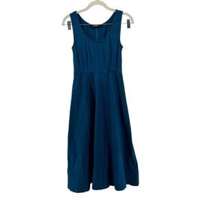 eShakti Teal Midi Dress Sleeveless Fit &‎ Flare Casual Swing Pockets  XS-2